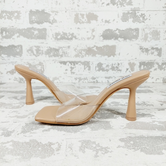 New Steve Madden Elated  Square Toe Clear Slip On Slide Sandals D172 - Picture 4 of 11